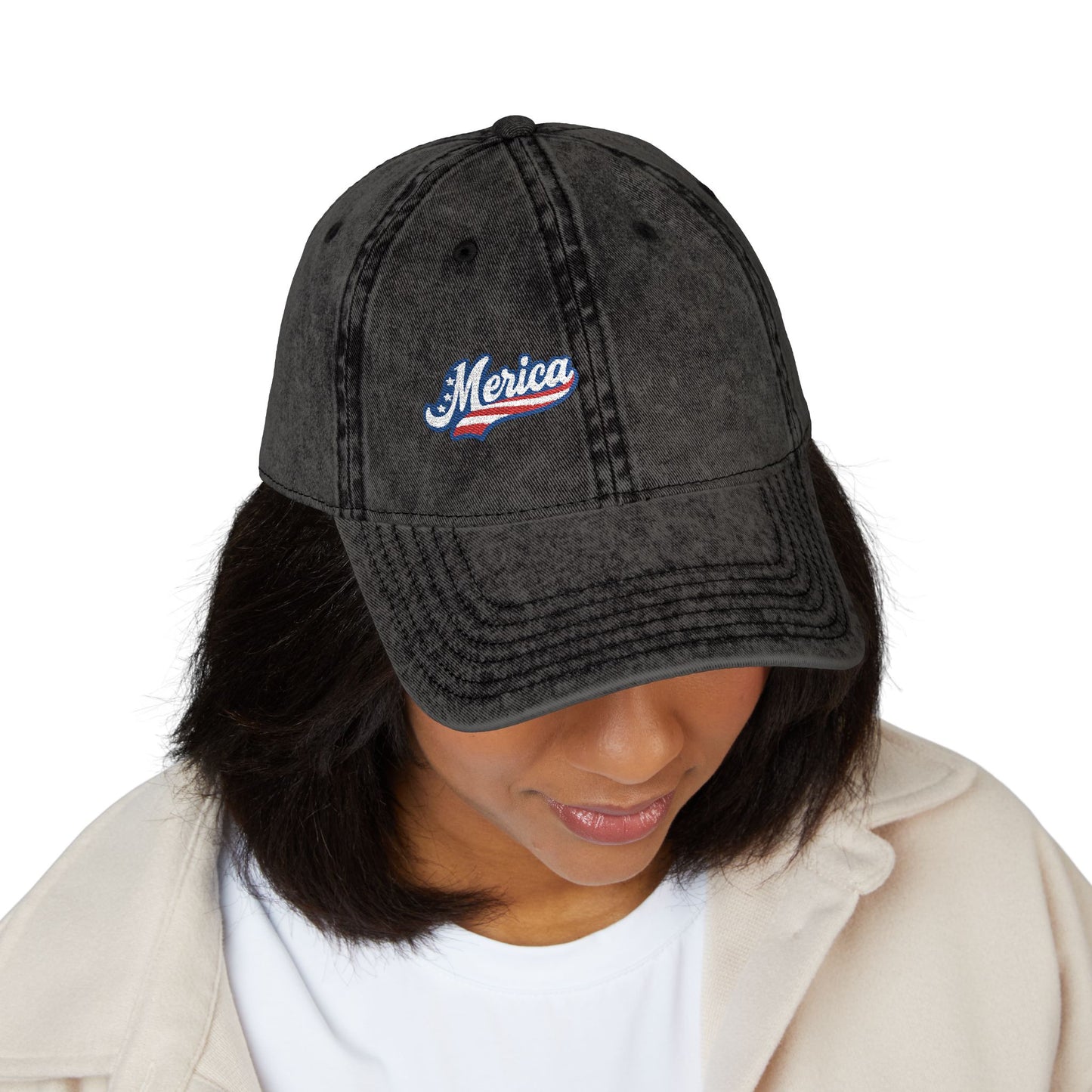 MERICA Vintage Hat – Patriotic Embroidered Hat for Bold American Style