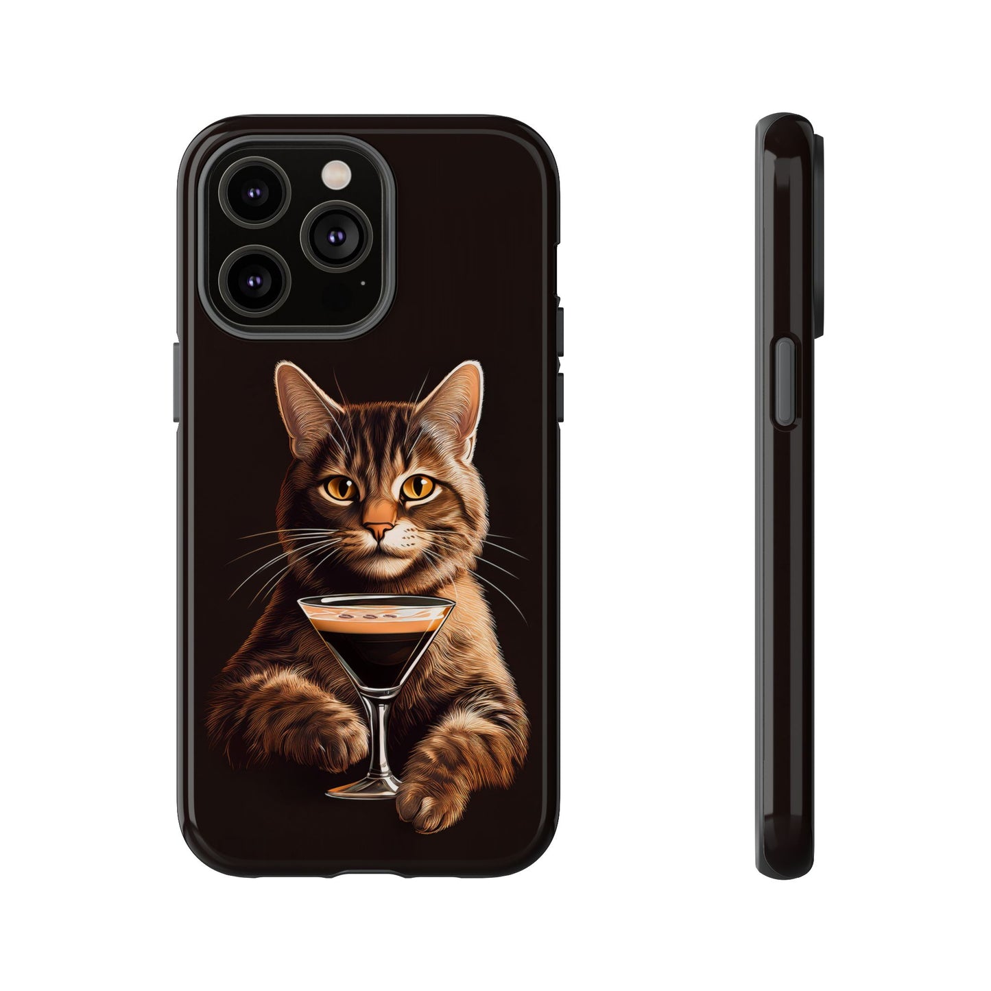 Sophisticated Cat with Espresso Martini Cell Phone Case 001