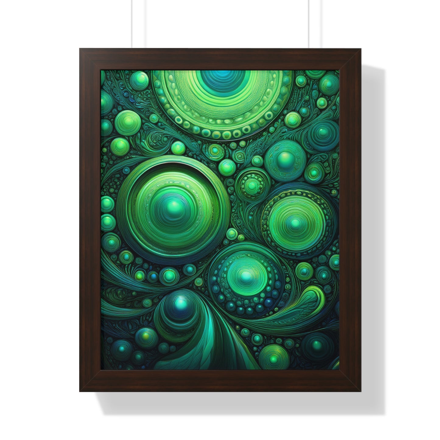 Verde Future Abstract Green Framed Vertical Poster - Modern Wall Art for Home Decor