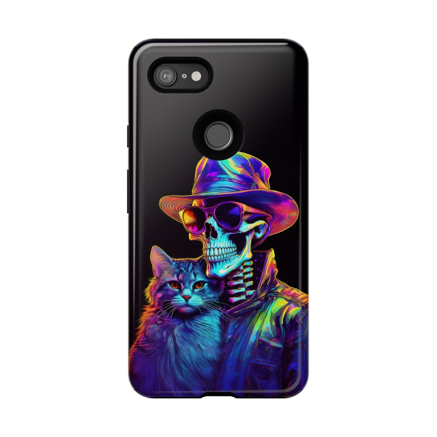 Skeleton holding a Cat Cell Phone Case 002