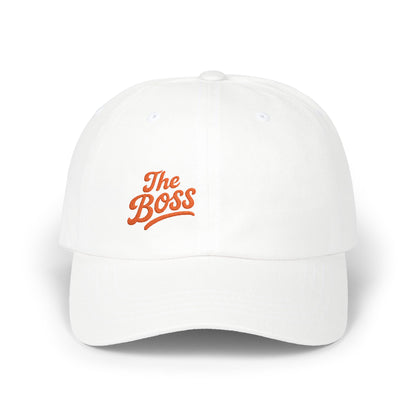 The Boss Classic Dad Hat – Embroidered Funny Statement Hat for Confident Leaders and Power Players. Orange Letters