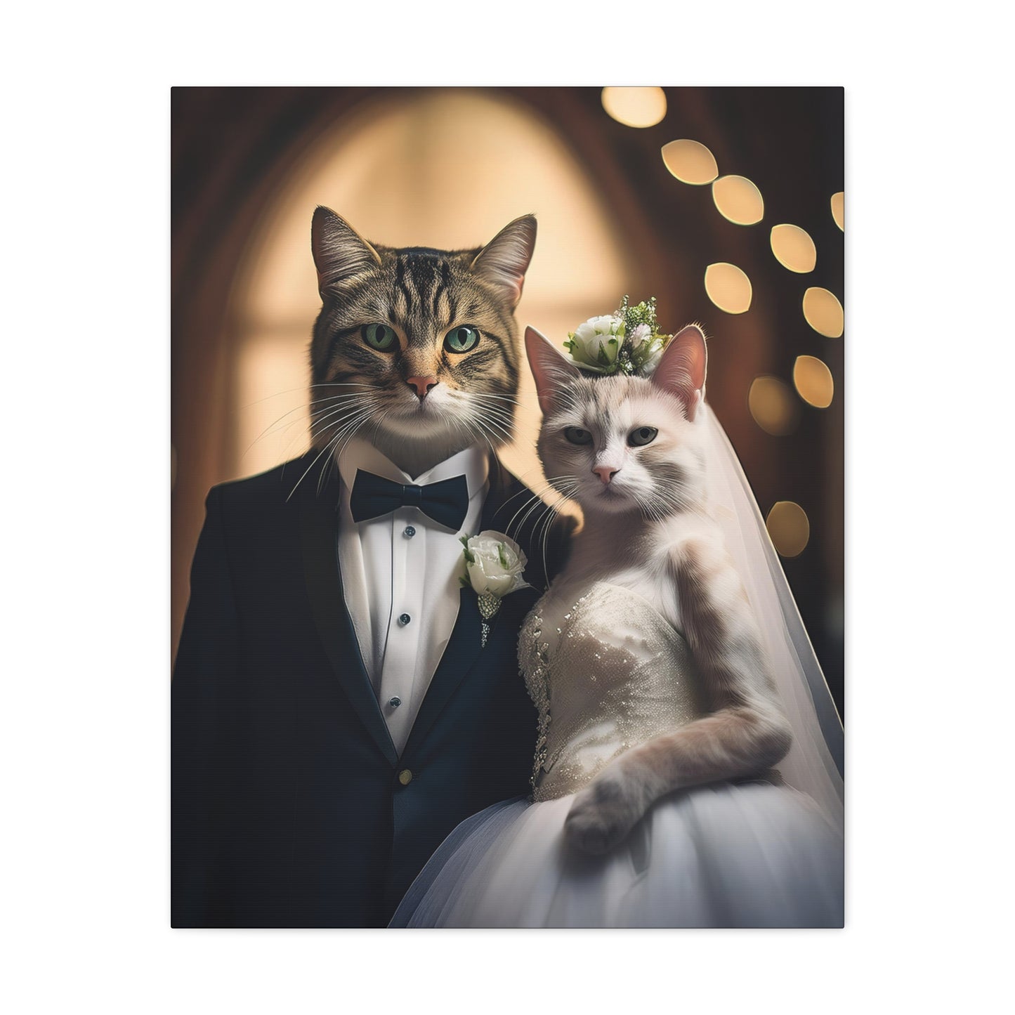 Cat Wedding Day Canvas Art | Stretched Matte Wall Decor 001