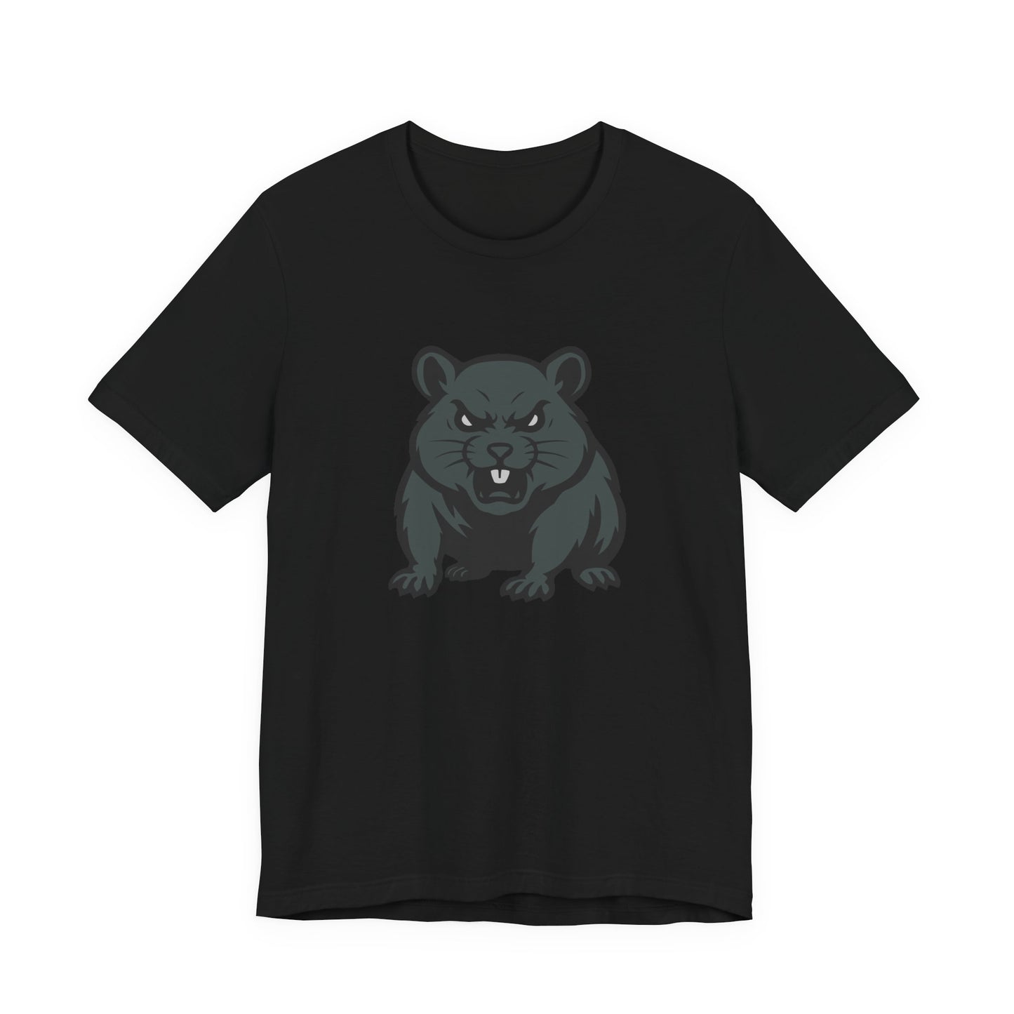 Angry Hamster Graphic T-Shirt – Intense Dark Theme Rodent Design on Black Tee for Streetwear, Humor, or Edgy Animal Style. Unisex Jersey Short Sleeve Tee