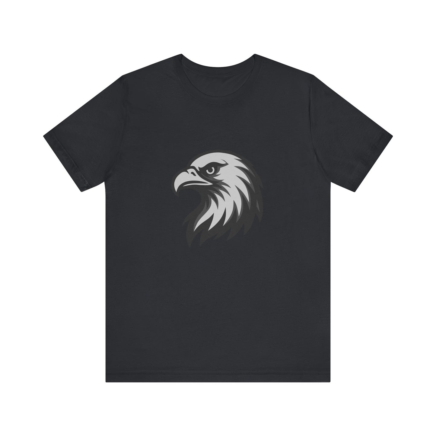 Eagle Head Graphic T-Shirt – Bold Dark Theme Grayscale Bird of Prey Design on Black Tee with Fierce Detail and Modern Ghost Effect. Unisex Jersey Short Sleeve Tee