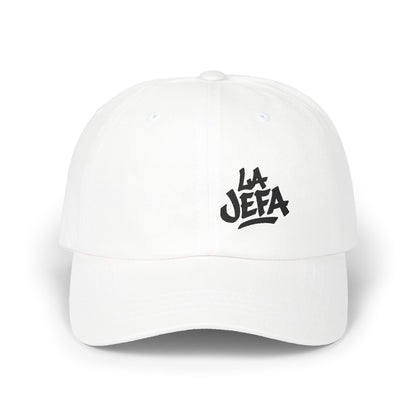 La Jefa Embroidered Classic Dad Hat – Bold Latina Boss Hat for Confident Women, Statement Streetwear, and Jefa Energy. Black Letters