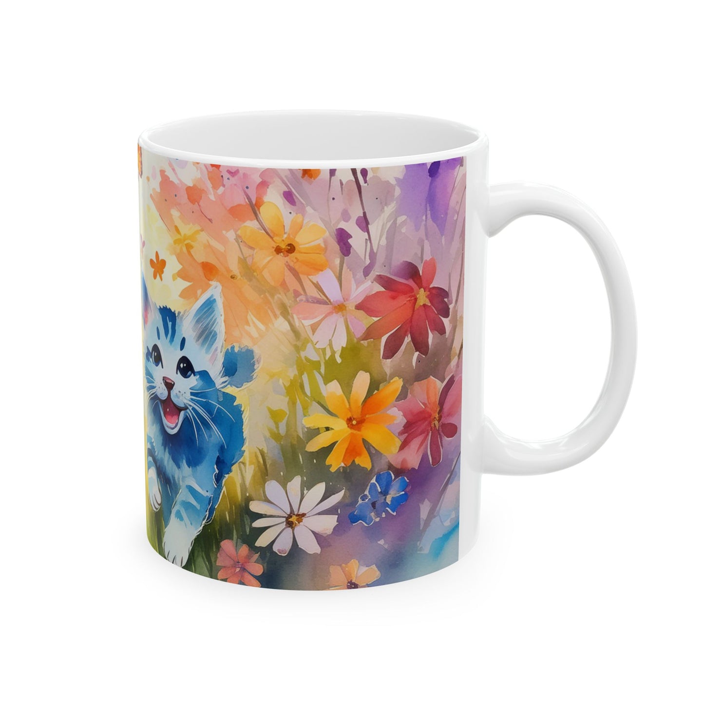 Kittens Chasing Butterflies Ceramic Mug, (11oz, 15oz)