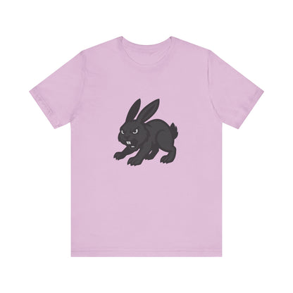 Angry Bunny Graphic T-Shirt – Fierce Black Rabbit Dark Theme Design on Dark Tee for Streetwear, Gym Style, or Bold Animal Aesthetic. Unisex Jersey Short Sleeve Tee