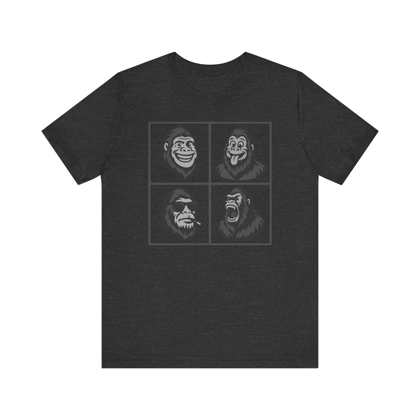 Bigfoot Expression Collage Graphic Tee Dark Theme – Funny and Fierce Sasquatch Faces Design