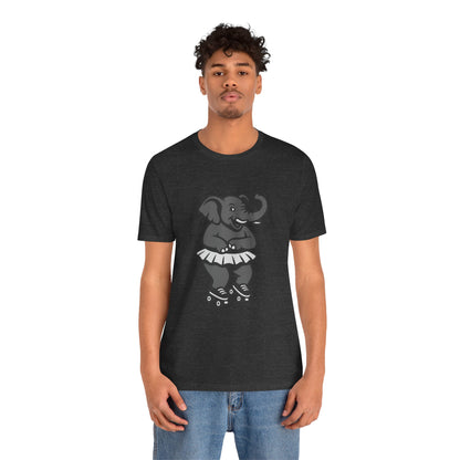 Roller Skating Elephant Graphic Tee Dark Theme – Funny Circus Style Vector Design