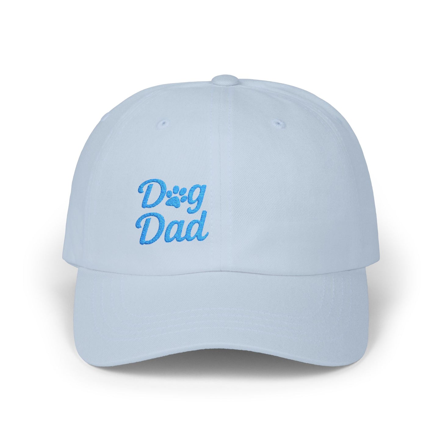 Dog Dad Classic Dad Hat – Embroidered Minimalist Dog Face Hat for Proud Pet Dads and Canine Companions. Blue Letters
