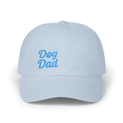 Dog Dad Classic Dad Hat – Embroidered Minimalist Dog Face Hat for Proud Pet Dads and Canine Companions. Blue Letters