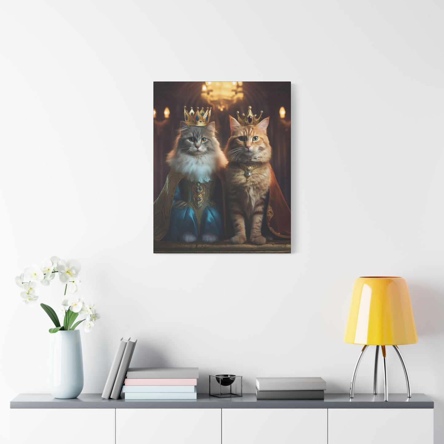 The Royal King and Queen of Meowsington Canvas Art | Stretched Matte Wall Decor 003