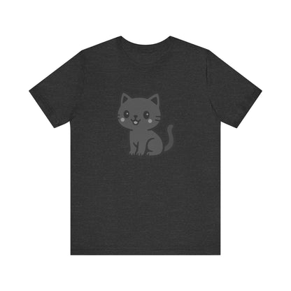 Cute Cat Graphic Tee Dark Theme – Kawaii Vector Design for Cat Lovers with Subtle Style
