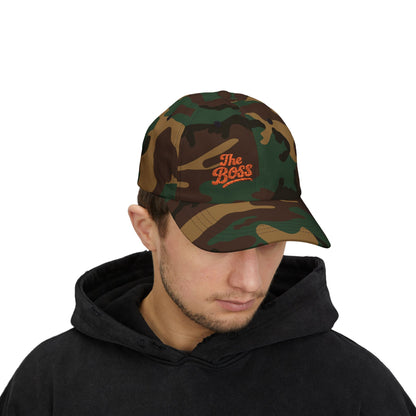The Boss Classic Dad Hat – Embroidered Funny Statement Hat for Confident Leaders and Power Players. Orange Letters