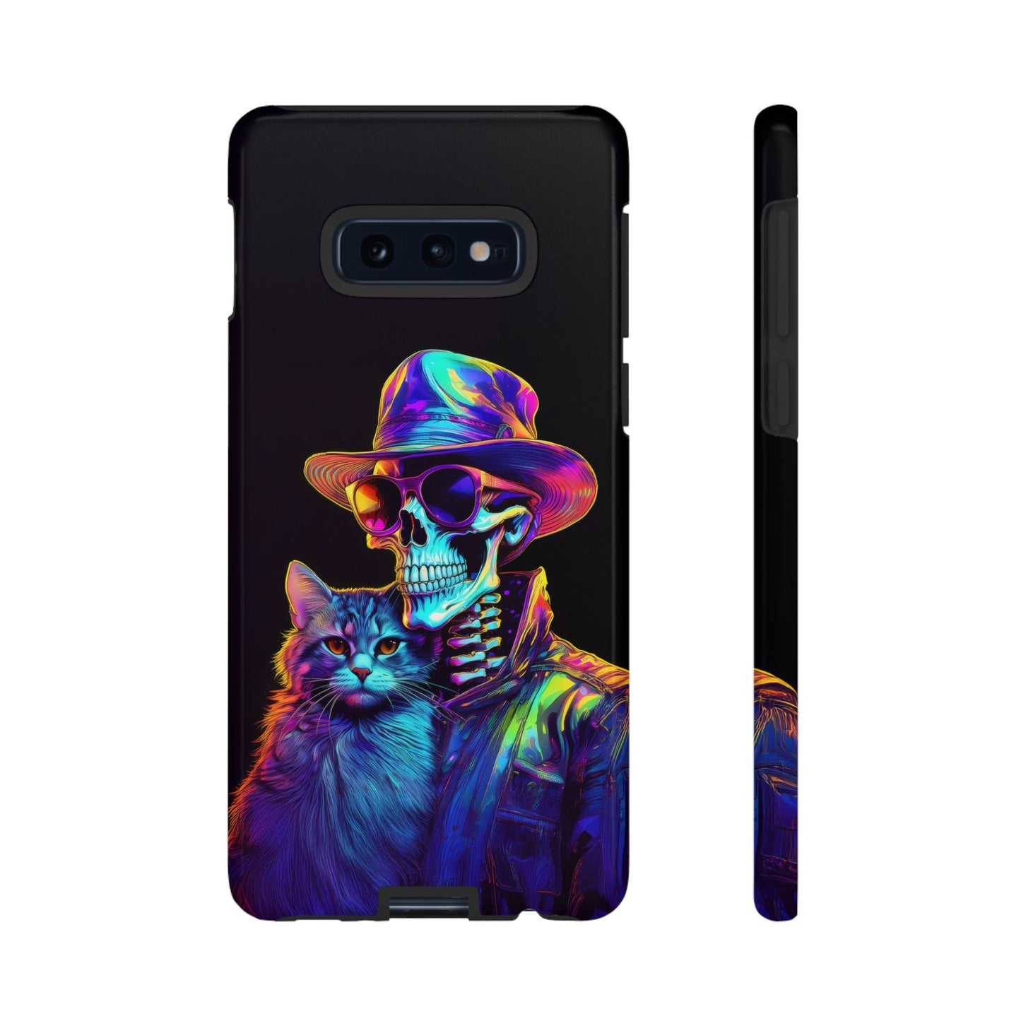 Skeleton holding a Cat Cell Phone Case 002