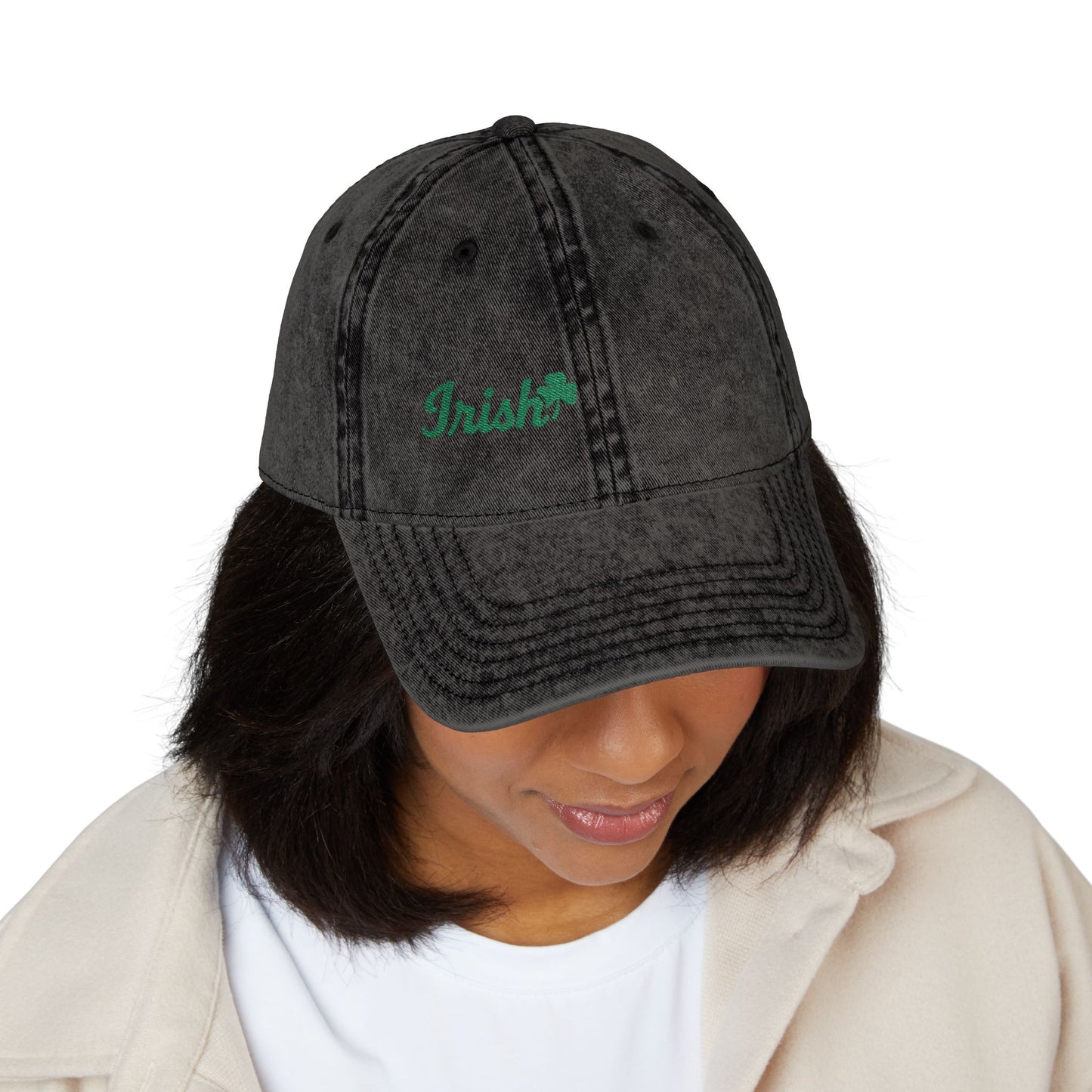 Irish Vintage Hat – Green Shamrock Hat with Script Embroidery for St. Patrick’s Day and Irish Pride