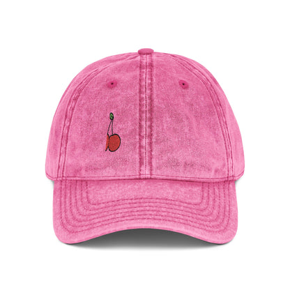 Cherries Vintage Hat – Embroidered Red Fruit Hat with Bold Minimalist Design and Flirty Style