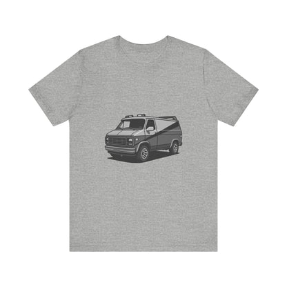 Retro Van Graphic Tee Dark Theme – 80s Vector Design with Classic Adventure Vibes