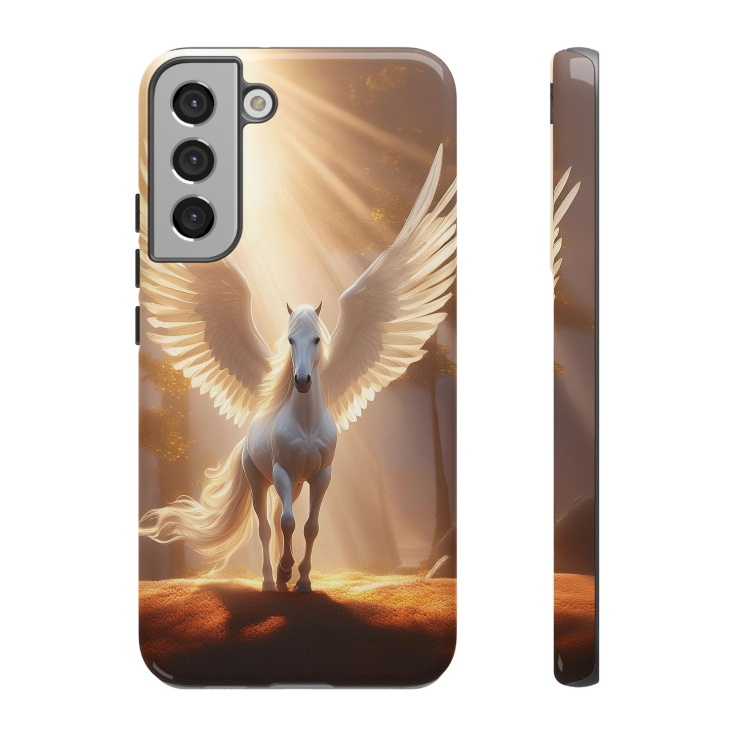 Pegasus Horse with beautiful wings lit by sun rays Tough Cases