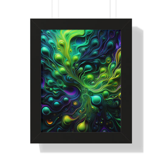 Alien Bubbles Framed Vertical Poster - Colorful Abstract Wall Art for Home Decor