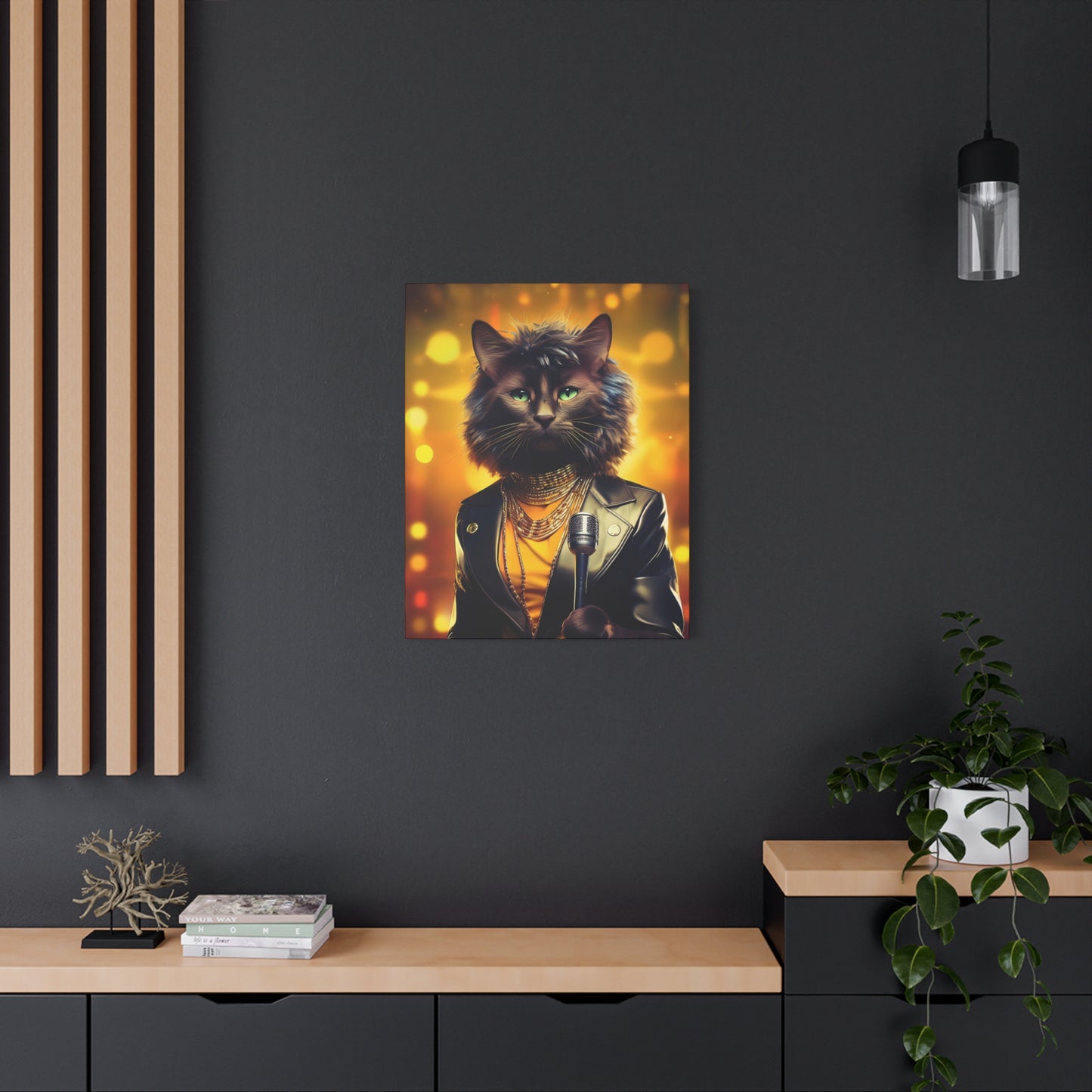 Purr-fectly Cool Lounge Cat Canvas Art | Stretched Matte Wall Decor 001