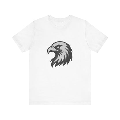 Eagle Head Graphic T-Shirt – Bold Dark Theme Grayscale Bird of Prey Design on Black Tee with Fierce Detail and Modern Ghost Effect. Unisex Jersey Short Sleeve Tee