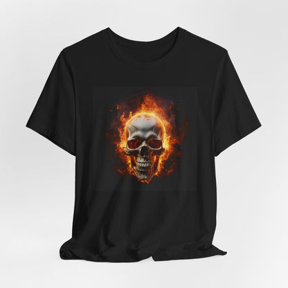 Flaming Skull Halloween Shirt – Intense Fire Skull Graphic Tee for Hardcore Spooky Season Style