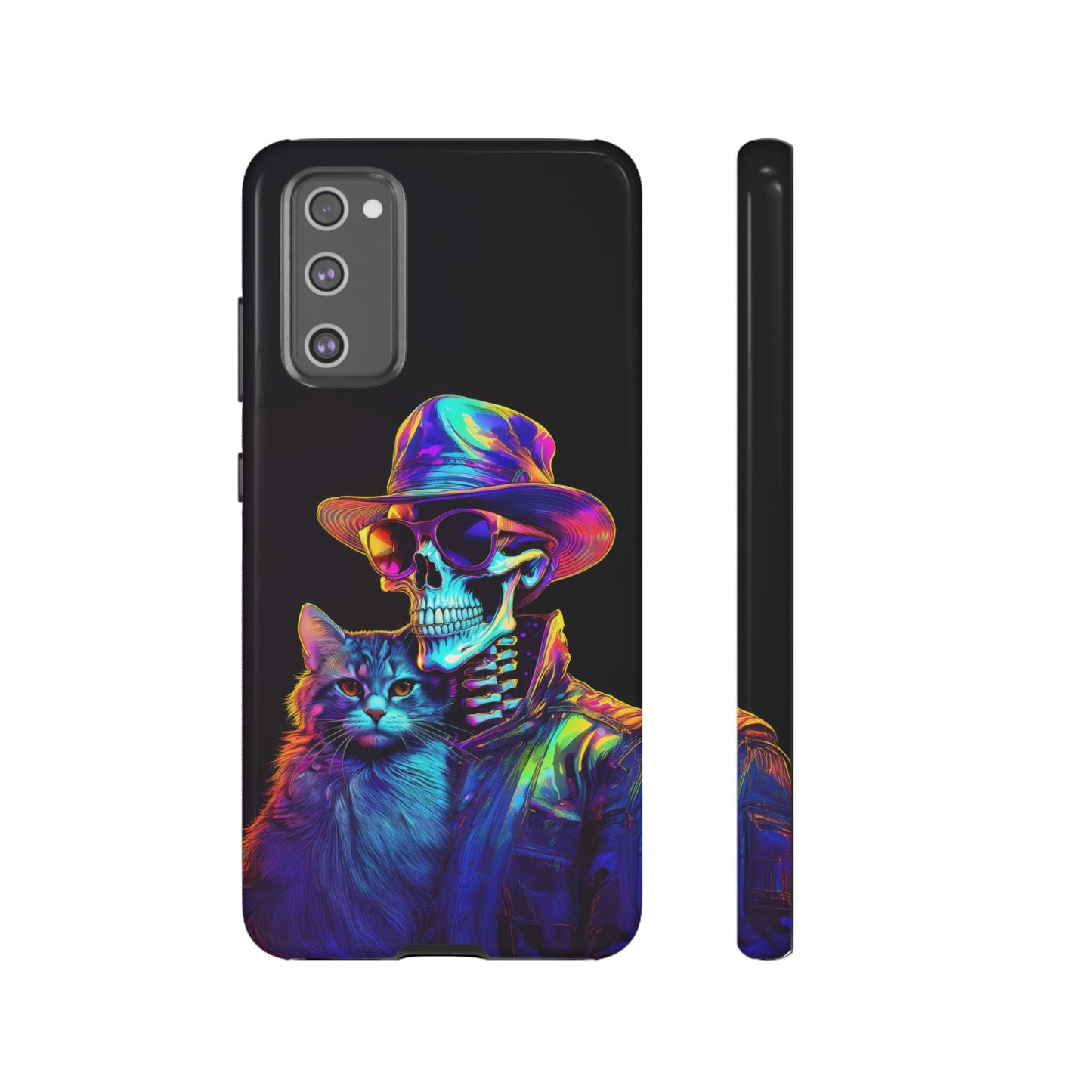 Skeleton holding a Cat Cell Phone Case 002