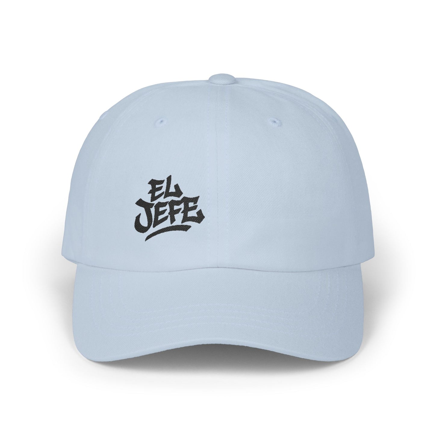 El Jefe Classic Dad Hat – Embroidered Bold Text Hat for Boss Energy, Leadership Style, and Latin Flair. Black Letters
