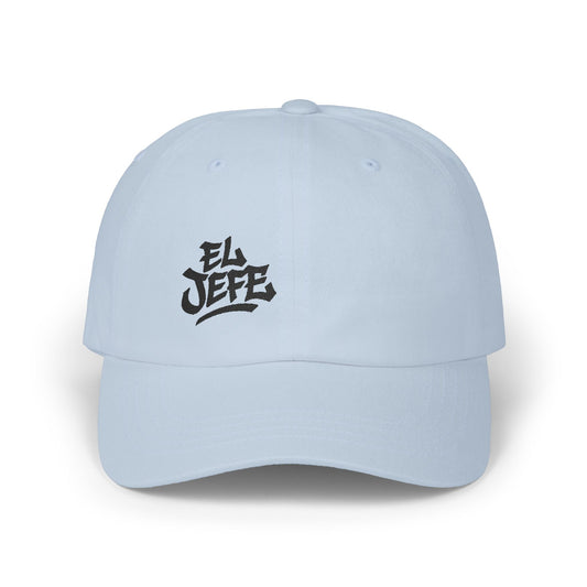El Jefe Classic Dad Hat – Embroidered Bold Text Hat for Boss Energy, Leadership Style, and Latin Flair. Black Letters