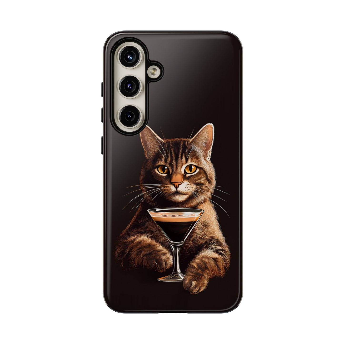 Sophisticated Cat with Espresso Martini Cell Phone Case 001