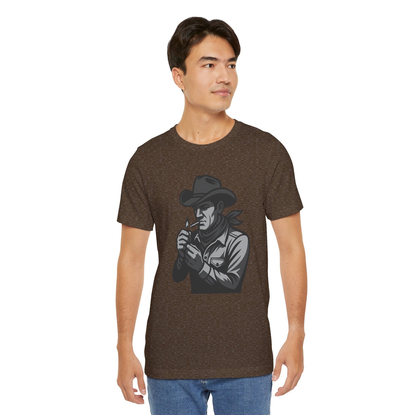 Cowboy Lighting Up Graphic Tee Dark Theme – Western Rebel Vector Design with Classic Attitude