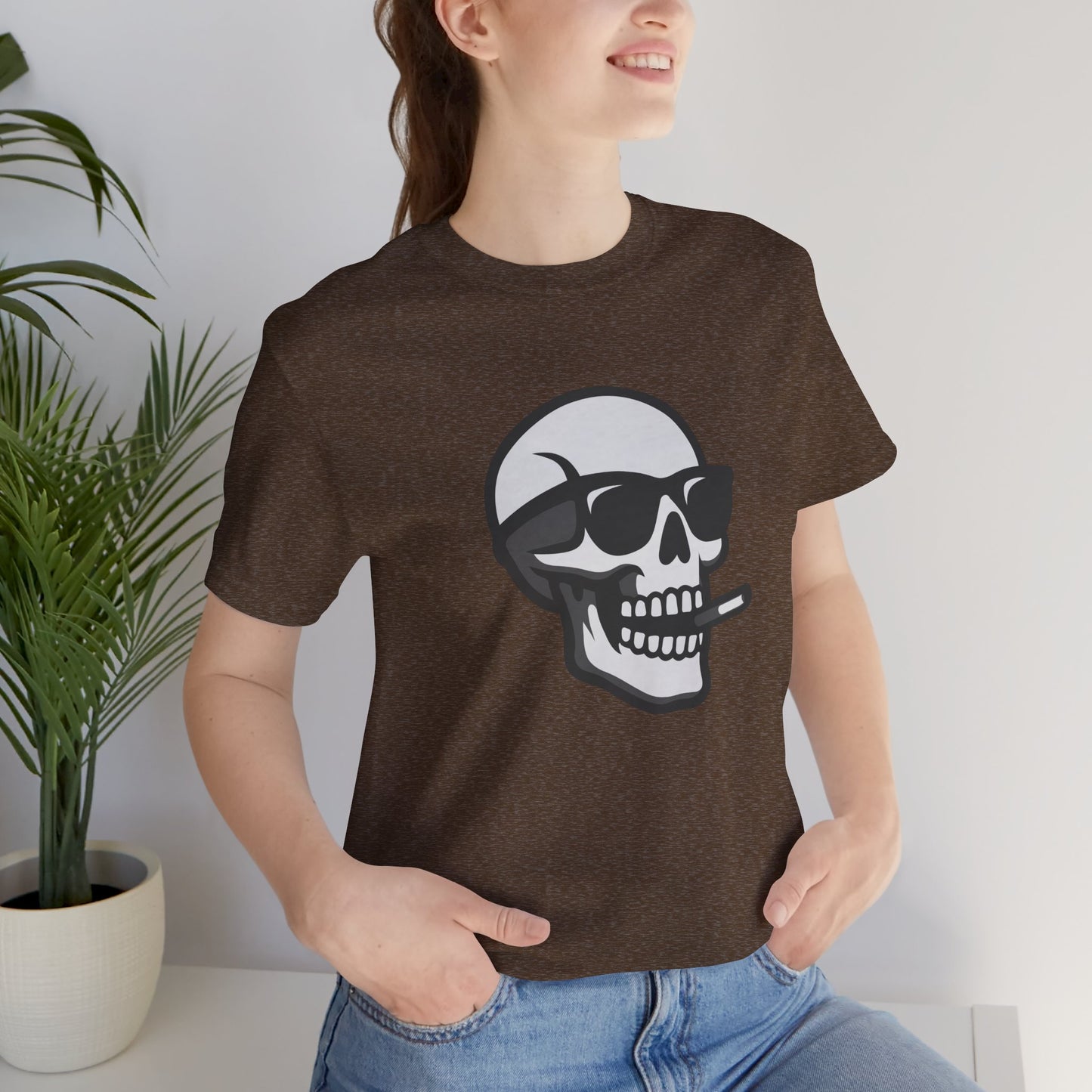 Cool Skull Graphic Tee Dark Theme – Smoking Skull Vector Design with Attitude