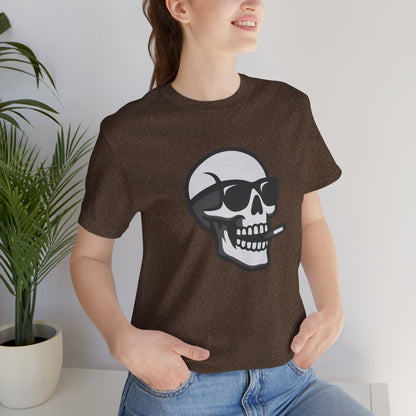 Cool Skull Graphic Tee Dark Theme – Smoking Skull Vector Design with Attitude