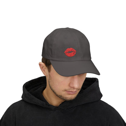 Red Lips Classic Dad Hat – Embroidered Lip Hat for Bold Style, Sassy Vibes, and Flirty Streetwear Looks
