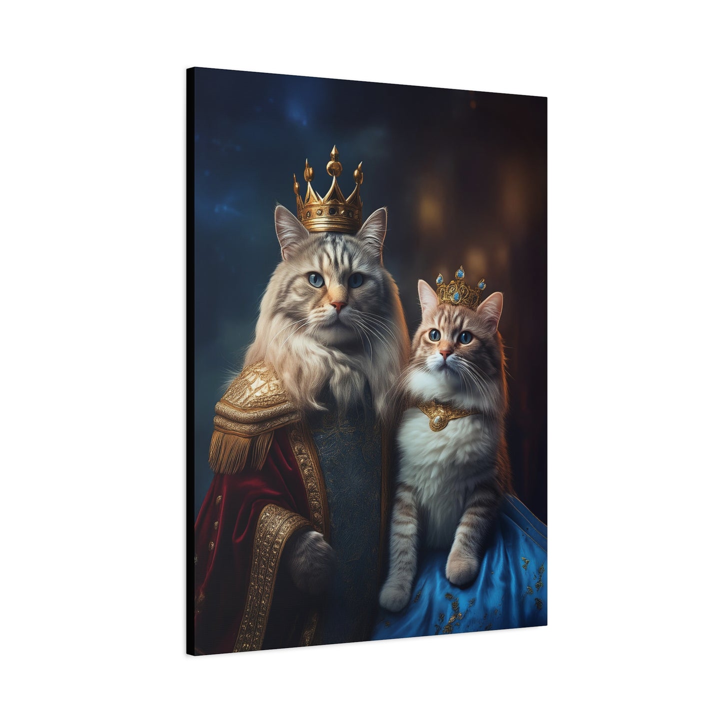 The Royal King and Queen of Meowsington Canvas Art | Stretched Matte Wall Decor 002