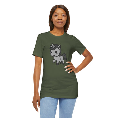 Cute Unicorn Graphic Tee Dark Theme – Kawaii Vector Design with Whimsical Charm