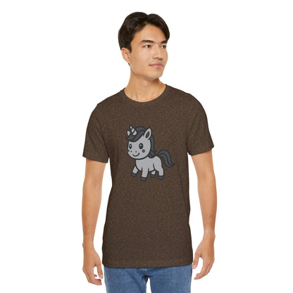 Cute Unicorn Graphic Tee Dark Theme – Kawaii Vector Design with Whimsical Charm