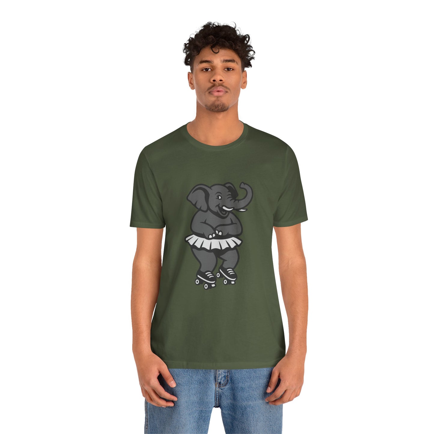 Roller Skating Elephant Graphic Tee Dark Theme – Funny Circus Style Vector Design