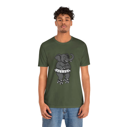 Roller Skating Elephant Graphic Tee Dark Theme – Funny Circus Style Vector Design