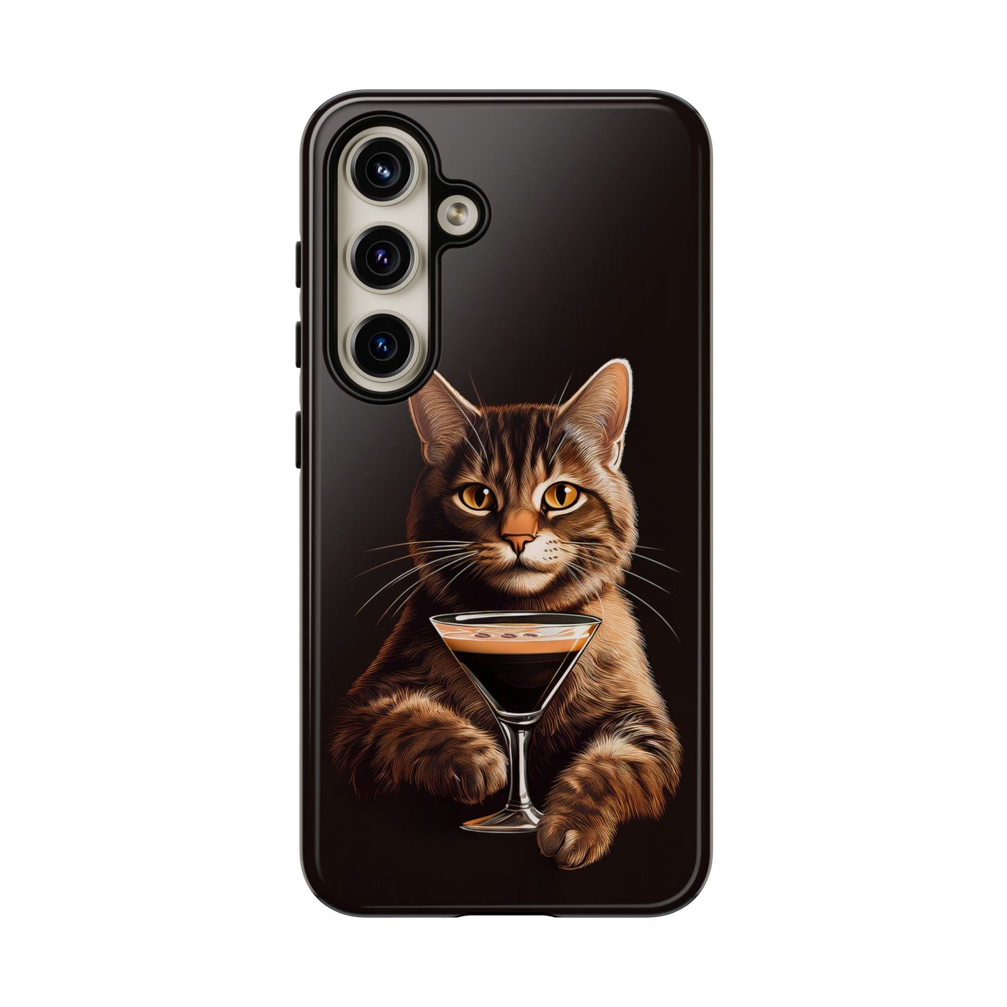 Sophisticated Cat with Espresso Martini Cell Phone Case 001