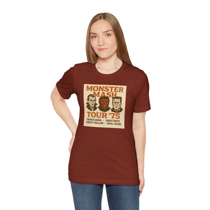 Monster Mash Tour '75 Halloween Shirt – Vintage Horror Band Tee Featuring Dracula, Wolfman, Frankenstein