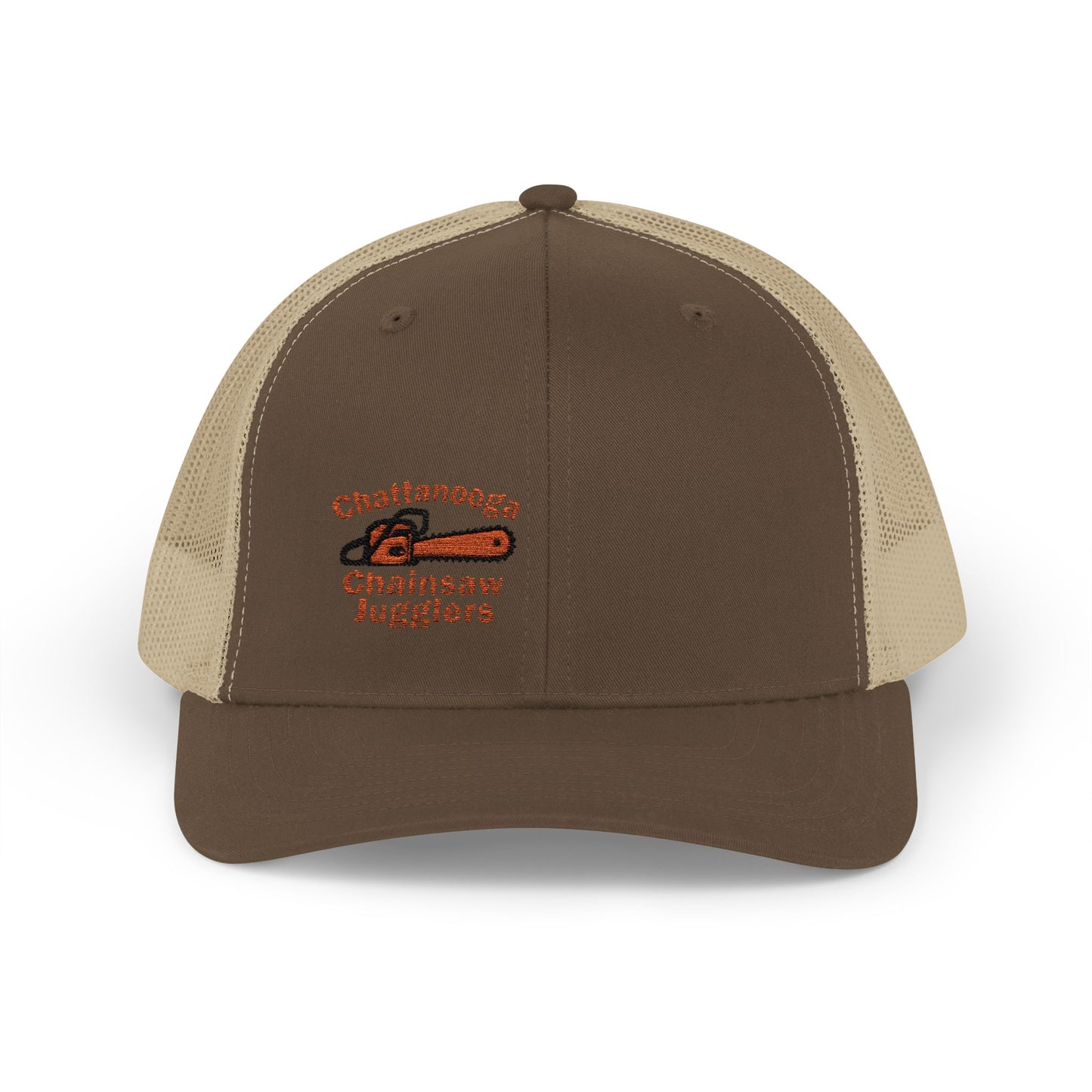 Chattanooga Chainsaw Jugglers Trucker Hat – Embroidered Retro Circus Chaos Hat with Dangercore Energy
