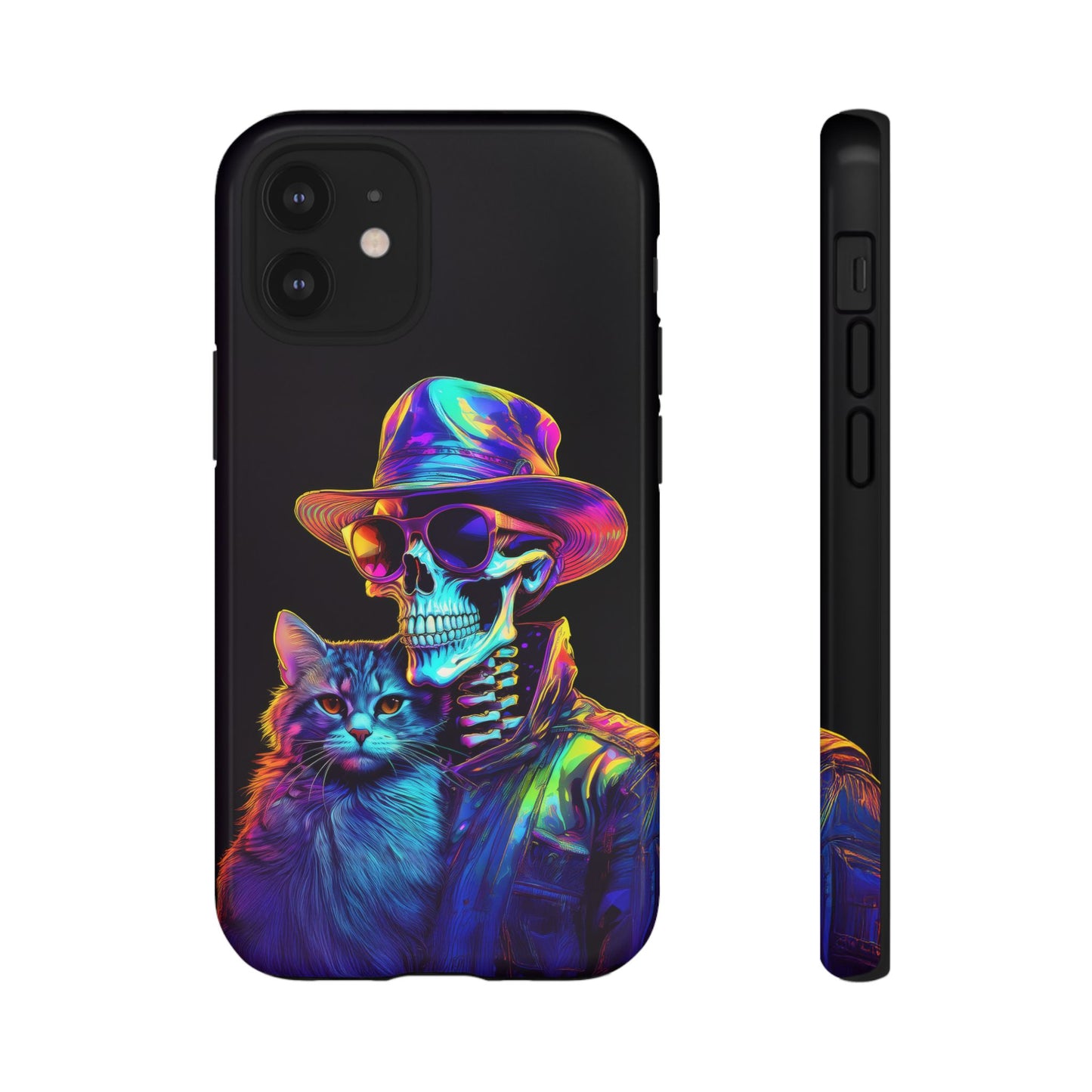 Skeleton holding a Cat Cell Phone Case 002