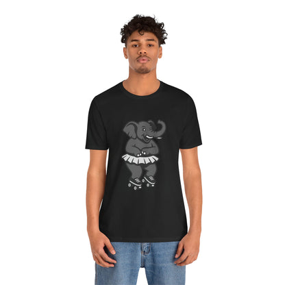 Roller Skating Elephant Graphic Tee Dark Theme – Funny Circus Style Vector Design