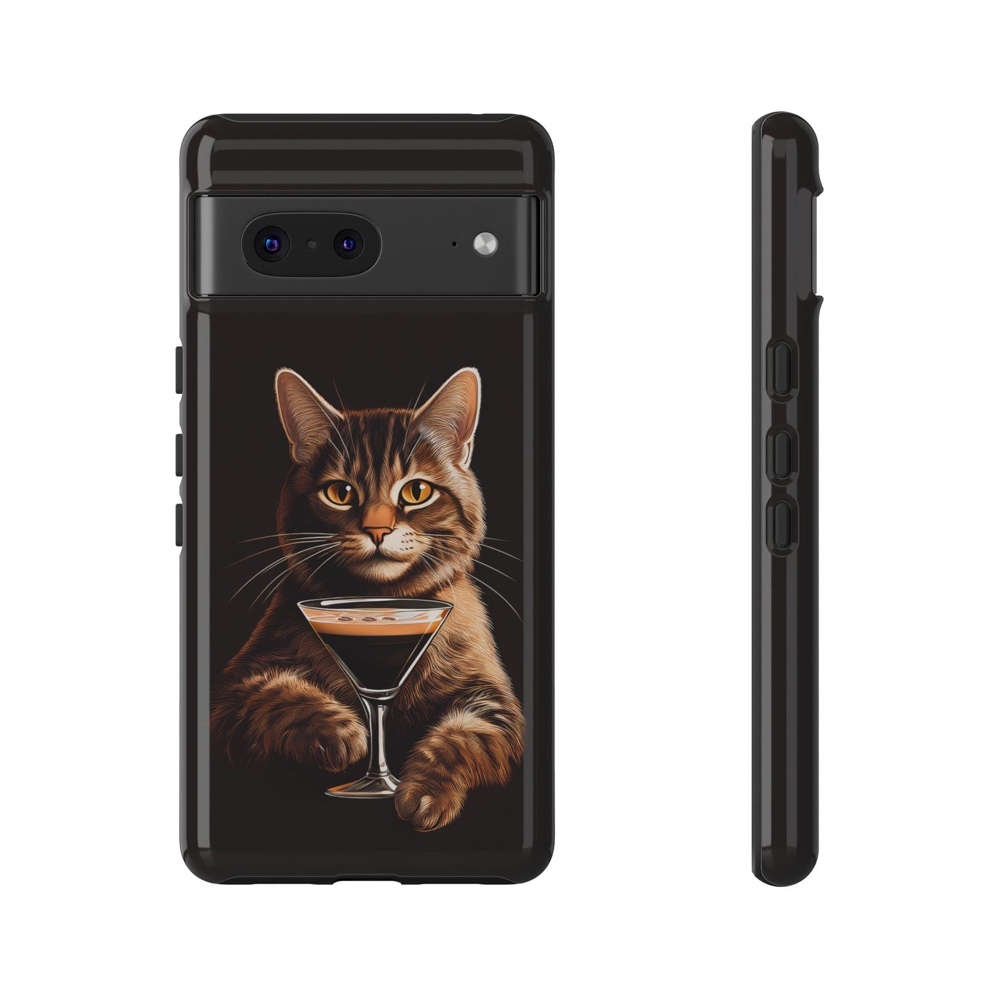 Sophisticated Cat with Espresso Martini Cell Phone Case 001