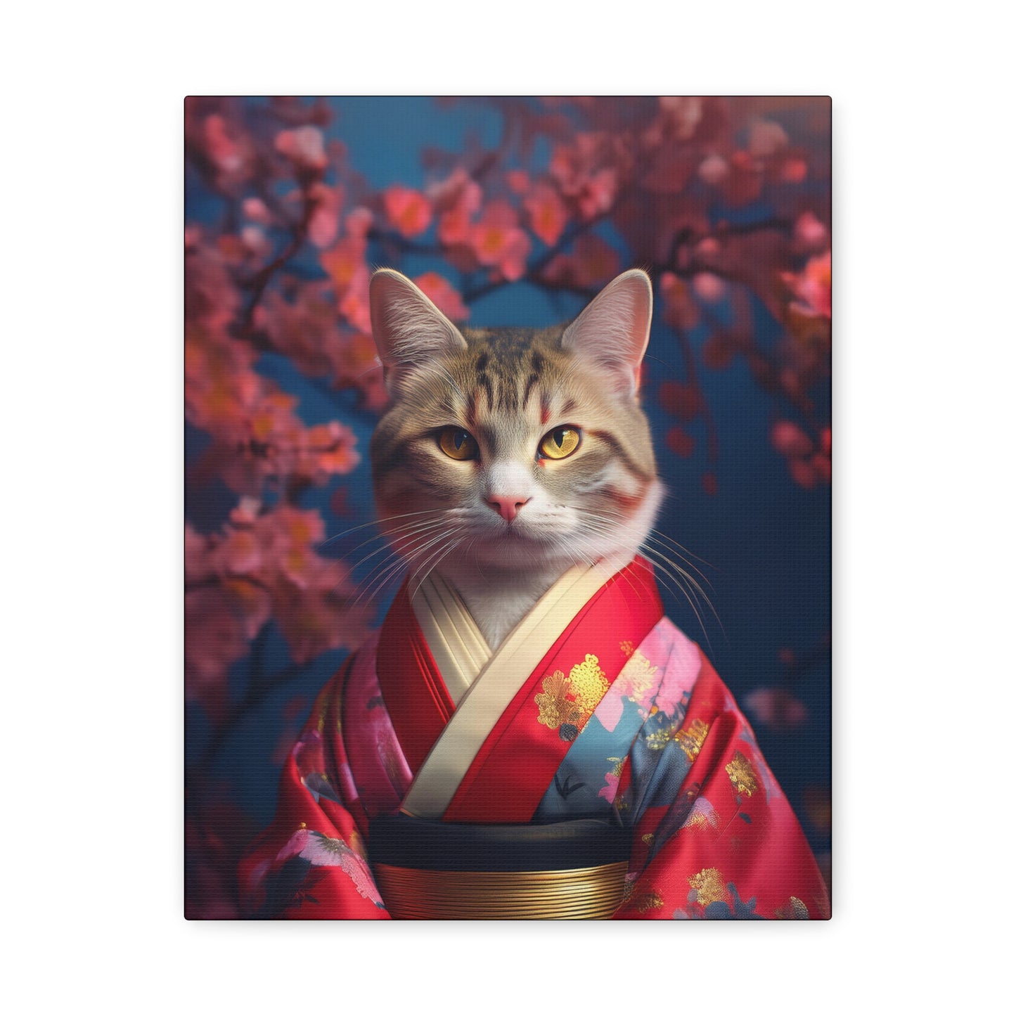 Cat Geisha Canvas Art | Stretched Matte Wall Decor 002