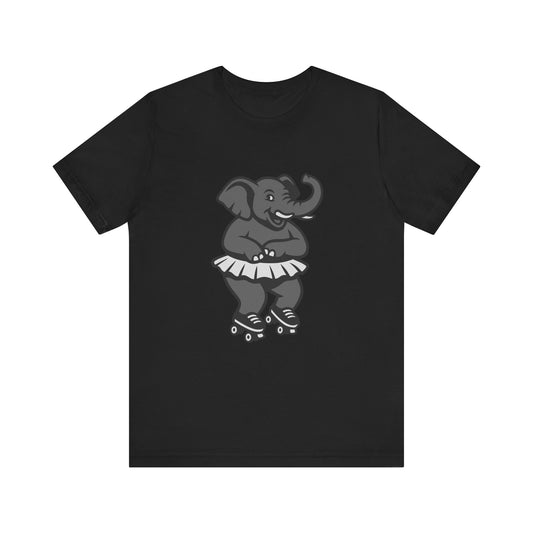 Roller Skating Elephant Graphic Tee Dark Theme – Funny Circus Style Vector Design
