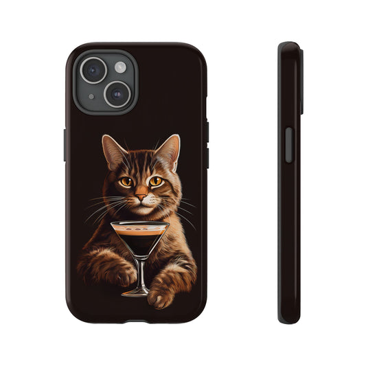 Sophisticated Cat with Espresso Martini Cell Phone Case 001