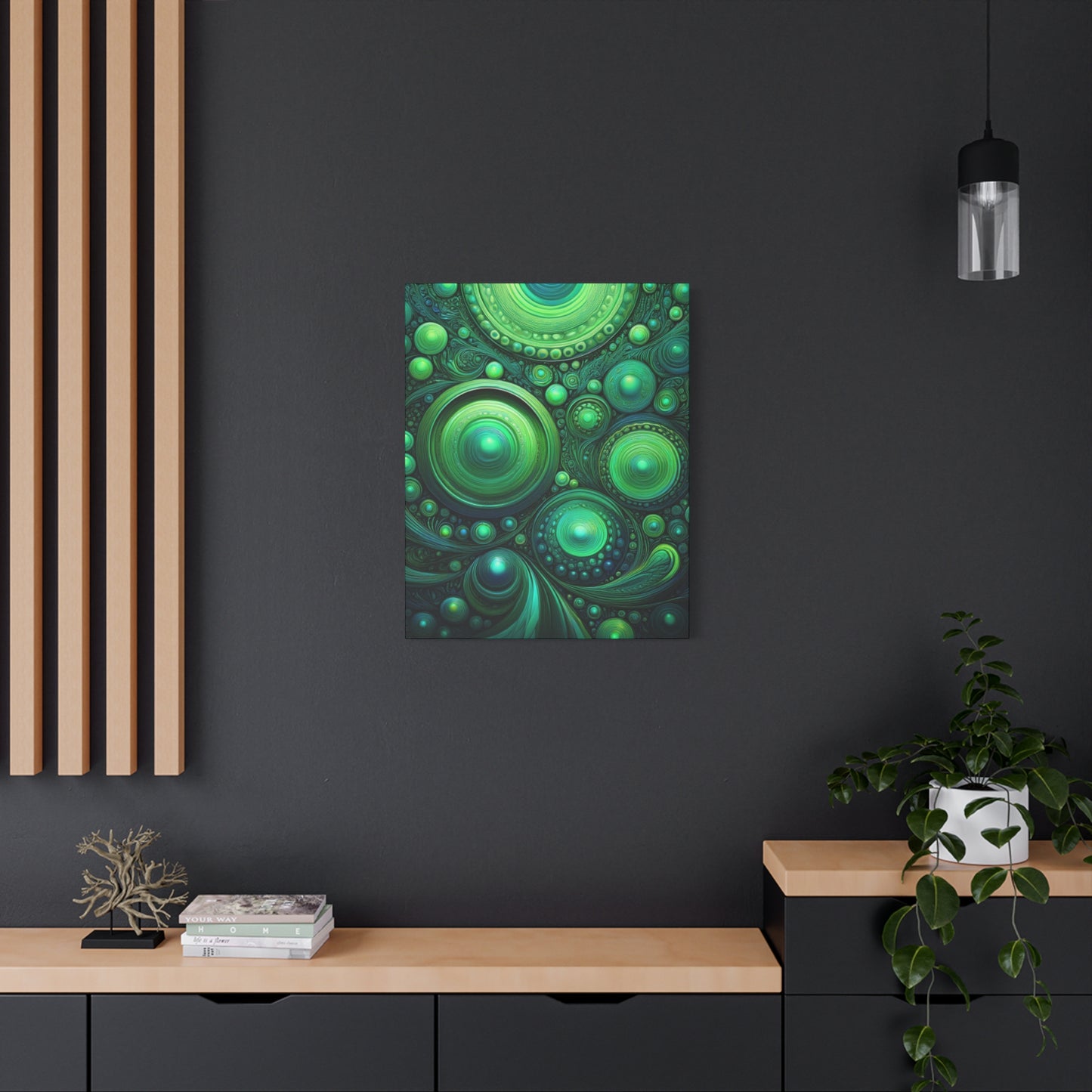 Verde Future Abstract Green Canvas Art - Stretched Matte Wall Decor